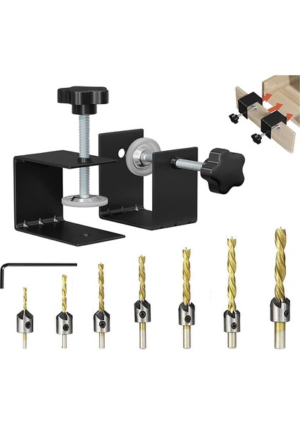4 Adet Dolap Donanımı C Kelepçesi ve Havşa Matkap Uçları Seti (Yurt Dışından)