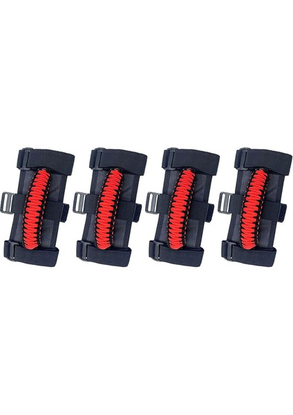 4pcs/paket Rulo Çubuğu Paracord Gut, Jeep Wrangler Için Kavrama Kulpları Jk Tj Jl Cj Yj 1985-2021 Jt Utv Atv (Kırmızı) (Yurt Dışından)
