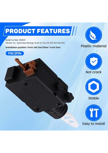 661503 Kapı Kilidi Peugeot Için Motor Aktüatör 106 205 309 405 605 Citroen Xsara Saxo Berlingo Ax Bx Zx 2pın (Yurt Dışından) indirimleri