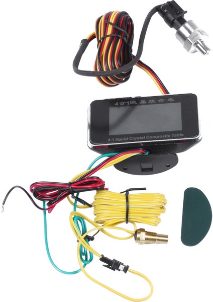 12V/24V 4 In 1 LCD Araç Dijital Alarm Göstergesi Basınç Voltmetre Volt Su Sıcaklığı Yağ Basınç Yakıt Göstergesi Sıcaklık Sensörü (Yurt Dışından)