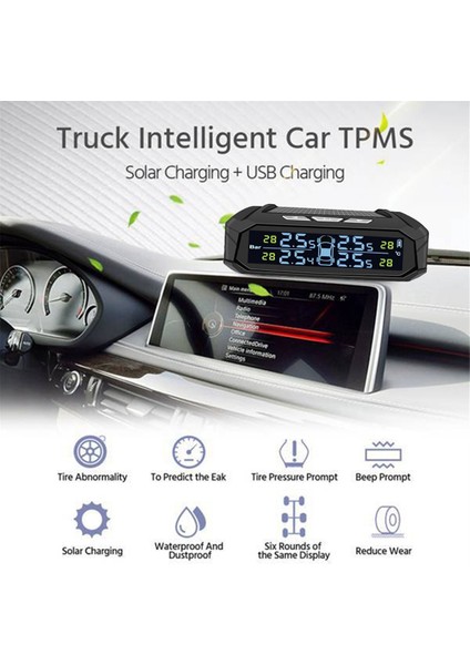 Araba Tpms Lastik Basınç Izleme Sistemi Güneş Enerjisi Dijital Ekran 4 Harici Sensörlü Otomatik Güvenlik Alarm Sistemleri (Yurt Dışından) fırsatları