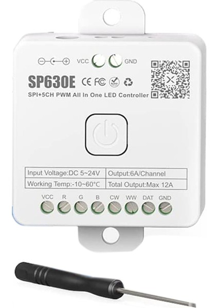SP630E Bluetooh LED Kontrol Cihazı Desteği Pwm Monokrom Cct Rgb Rgbw (Yurt Dışından)