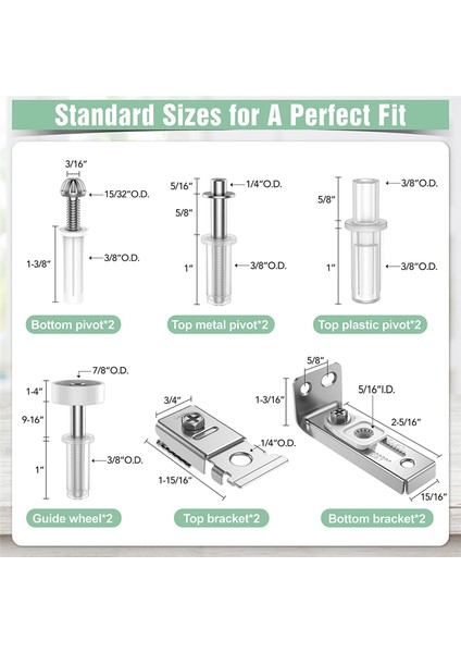 Bi-Fold Kapı Donanım Onarım Takımı-2.22-2.54 Inç Ray Için Donanım Takımı (Yurt Dışından) fiyatları