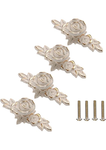 4 Adet Euro Roses Arka Plakalı Dolap Düğmeleri (Yurt Dışından)
