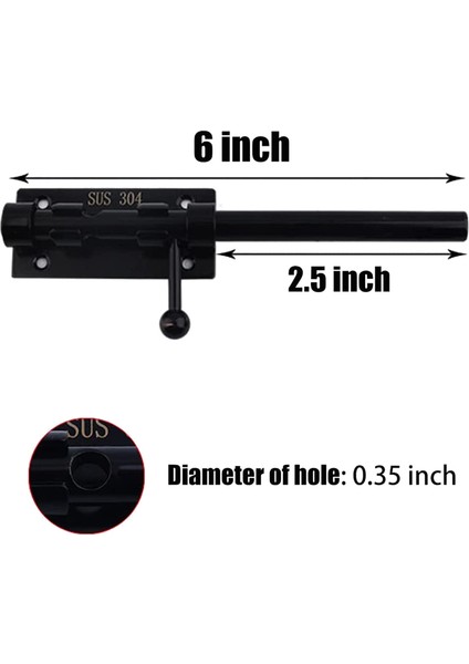 Ağır Hizmet Tipi Sürgülü Cıvatalı Kapı Mandalı ve Kilit Siyah 6 Inç (Yurt Dışından) fiyatları