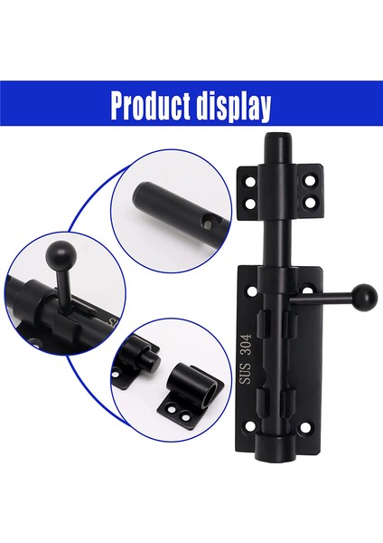 Ağır Hizmet Tipi Sürgülü Cıvatalı Kapı Mandalı ve Kilit Siyah 6 Inç (Yurt Dışından) indirimleri