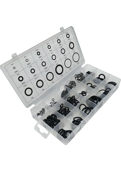 225PC O-Ring Seti Siyah Deri O-Ring O-Ring Sızdırmazlık Halkası (Yurt Dışından)