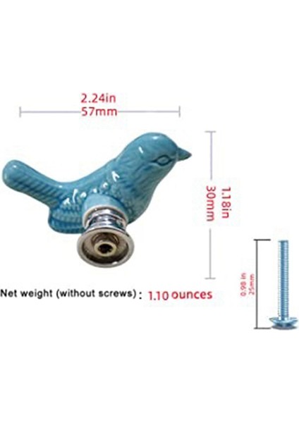 4'lü Paket Yeşil Sevimli Kuş Tasarımlı Dolap Kapı Kolları Mavi (Yurt Dışından) fırsatları