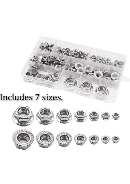 140 Adet Altıgen Flanş Somun Çeşitleri Kiti 7 Metrik Boyut M345681012 (Yurt Dışından) modelleri