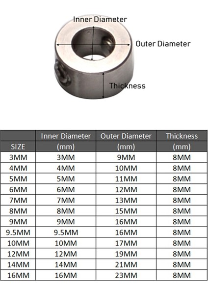 Pozisyoner Limit Halkası Altıgen Anahtar Stoper Setini Sıkıştırın 8 Parça Set (Yurt Dışından) modelleri