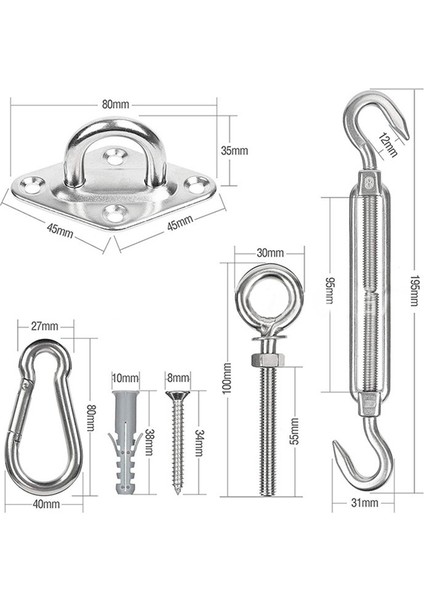 26 Adet Gölge Yelken Kanopi Donanım Askı Vidaları Gerdirme Klipsi Kancası (Yurt Dışından) modelleri