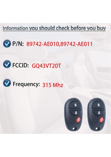 Toyota Için Anahtar Fob Anahtarsız Giriş Tundra Sienna Sequoia Highlander 3 Düğmeleri GQ43VT20T 89742-AE010 (Yurt Dışından) indirimleri