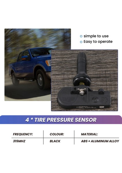 4pcs Tpms Lastik Basınç Monitör Sensörü 315MHZ 9L3T-1A180-AF Ford Focus Fusion E-150 F-150 (Yurt Dışından) fırsatları