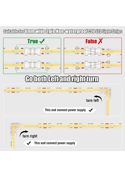 10 Adet 2 Pin 8mm Cob LED Konnektör Kiti 8mm Cob LED Şerit Işıkları Için (Yurt Dışından) fiyatları