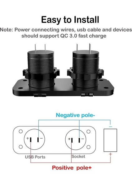 12V USB Type-C ve Qc3.0 Araba USB Portu Çıkış Şarj Soketi Araba Için (Yurt Dışından) fiyatları