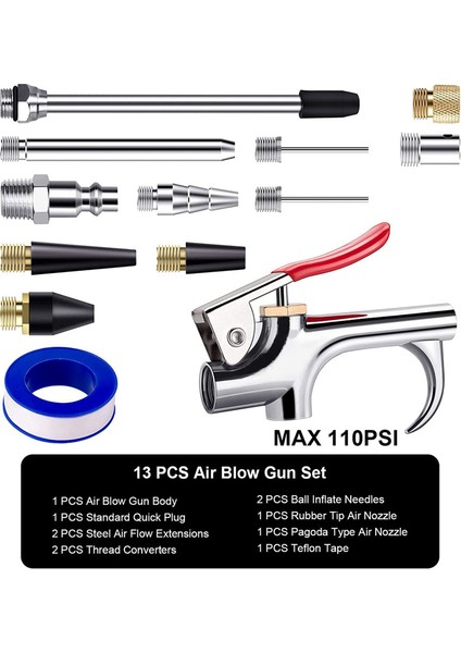 13 Adet 2 Yönlü Bağlantı Hava Nozulu Üfleme Aleti Seti (Yurt Dışından) indirimleri