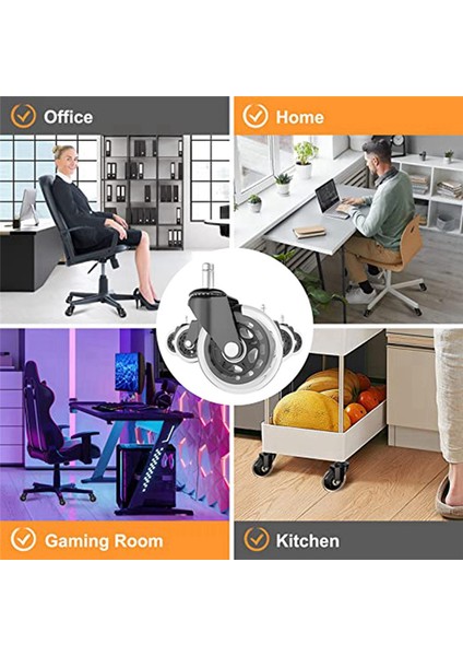 Ofis Sandalyesi Tekerlekleri Ahşap Zemin Halısı Için Kauçuk Tekerlekler 5 Adet (Yurt Dışından) fırsatları