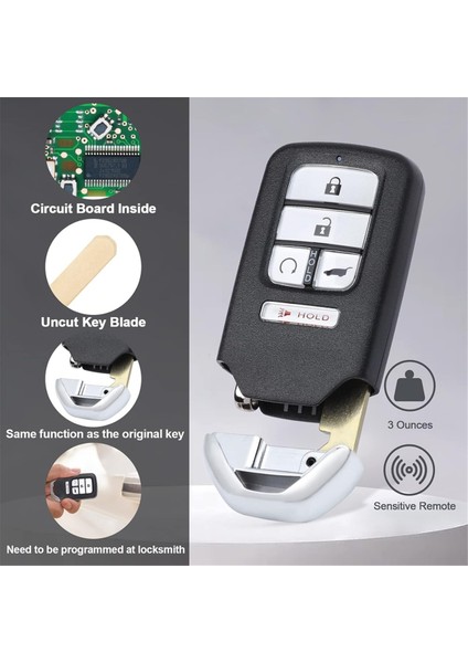 Araba Anahtarı Fob Anahtarsız Giriş Uzaktan Kontrol KR5V2X Honda Civic Crv Pilot 72147-TG7-A11 72147-TLA-A01 433MHZ ID47 Chıp (Yurt Dışından) fiyatları