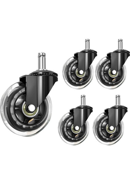 Ofis Sandalyesi Tekerlekleri 10MM Sap 38 Inç Kauçuk Sandalye Tekerlekleri 5'li Set (Yurt Dışından)