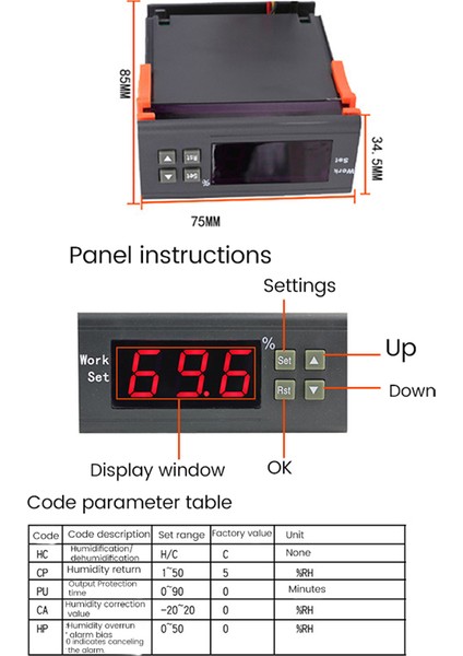 WH8040 Dijital Nem Kontrol Cihazı 1-99% 220V (Yurt Dışından) modelleri