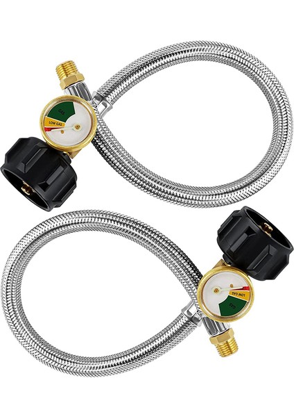 5-40 Lb Tanklar Için 15 Inç Rv Propan Hortumu Kablo Ucu Göstergeli 2'li Paket (Yurt Dışından)