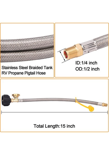 5-40 Lb Tanklar Için 15 Inç Rv Propan Hortumu Kablo Ucu Göstergeli 2'li Paket (Yurt Dışından) modelleri