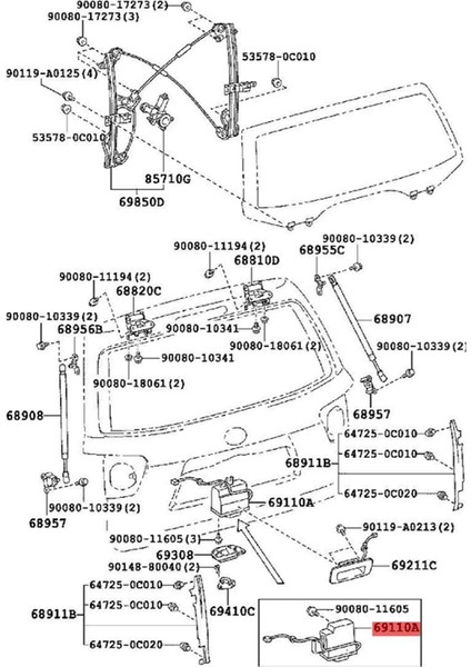 Toyota Sequoia Için Power Liftgate Boot Bagaj Kilidi Motor Aktüatörü 69110-0C041 2008-2020 Arka Kapı Kilit Mandal 691100C040 (Yurt Dışından)