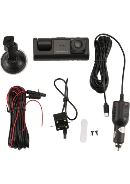 3 Kamera Dash Cam 1080P 2 Inç Ekran Dashcam Taksi Araba Için Siyah Sürücü Kaydedici Dvr Arka Kamera Evrensel (Yurt Dışından)