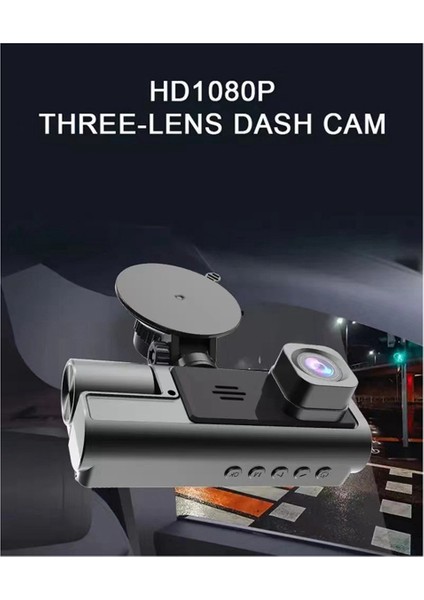 Sürüş Kaydedici Hd 1080P 2 Inç Ekran 3 Yollu Wifi 3 Lens ile Gece Görüşü ile Park Izleme Dvr Kaydedici (Yurt Dışından) indirimleri