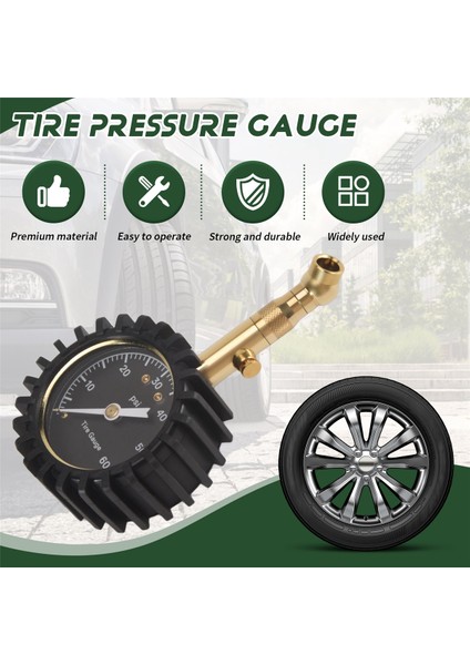 Lastik Basınç Göstergesi - (0-60 Psi) Ağır Hizmet Tipi, Işıltılı Kadranla Doğru, Düşük - Yüksek Hava Basıncı Göstergesi (Yurt Dışından) fırsatları