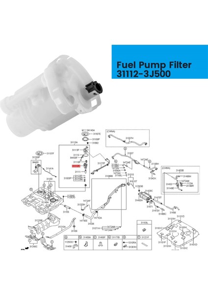 Hyundai Veracruz 2007-2013 Yakıt Filtresi 311123J500 Için Araba Yakıt Pompası Filtresi 31112-3J500 (Yurt Dışından) fiyatları