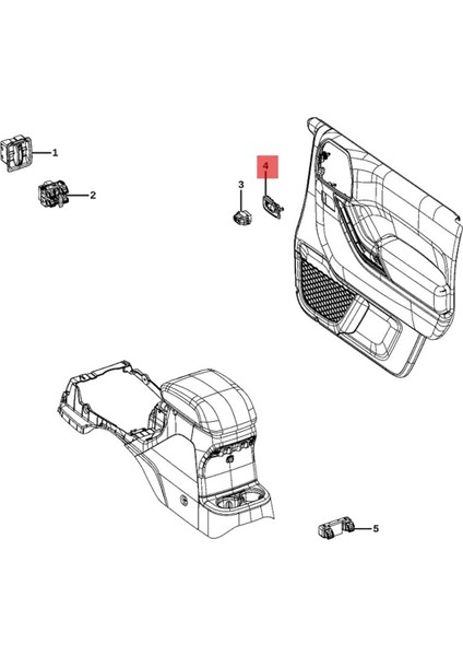 Jeep Wrangler Için Sürücü Yan Kapı Kilidi Anahtarı Çerçevesi 68185911AA J3 2011-2018 Sol Kapı Anahtarı Çerçevesi Panel (Yurt Dışından)