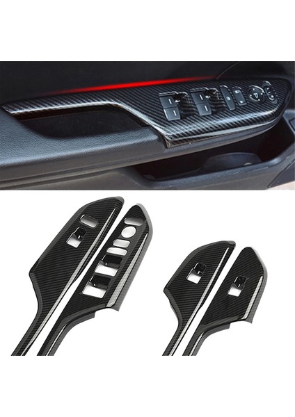 Karbon Fiber Iç Kapı Koltuğu Cam Düğmesi Honda Civic Için Dekoratif Çıkartmalar 10. 2017 18 2019 2020 (Yurt Dışından) fiyatları