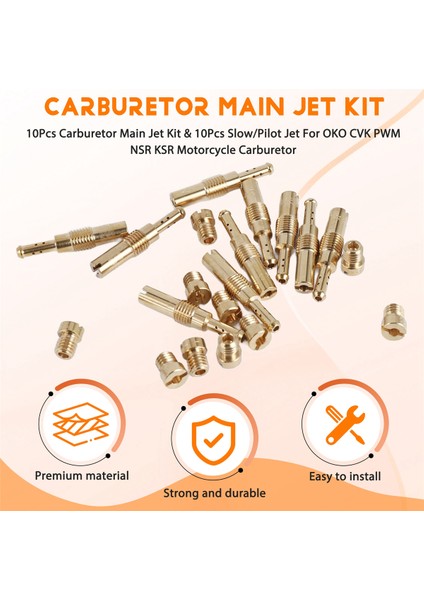 10PCS Karbüratör Ana Jet Kiti ve 10 Adet Pwk Keıhın Oko Cvk Pwm Nsr Ksr Motosiklet Karbüratör Için Yavaş/pilot Jet (Yurt Dışından) fırsatları