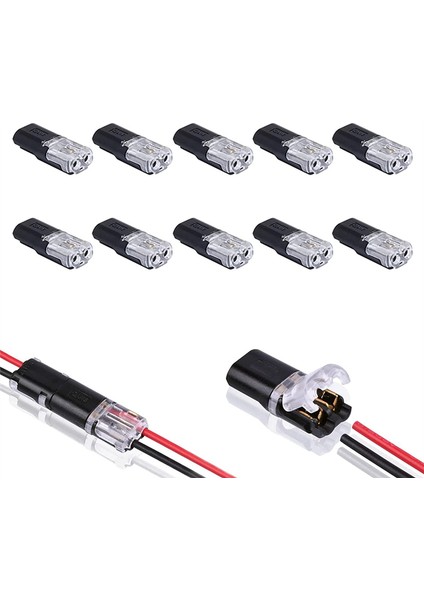 10 Adet Kilitli Tokalı Çift Kablolu Fiş Konnektörü 2 Pin 2 Yollu (Yurt Dışından)