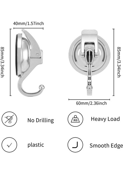 2 Paket Ağır Hizmet Tipi Vakumlu Vakum Kupası Çelenk Askısı Gümüş (Yurt Dışından) fiyatları