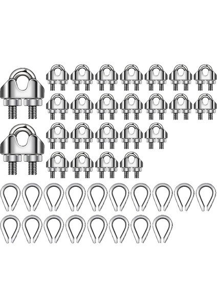 Tel Halat Takımı M3 Metal Tel Halat Kablo Kelepçesi ve M3 Yüksükler (Yurt Dışından)