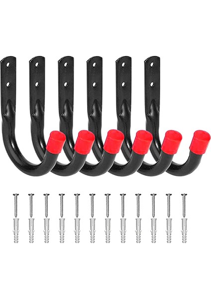 Ağır Hizmet Tipi Garaj Askı Kancaları Duvar Ankrajları ve Vidalarla 6 Adet (Yurt Dışından)