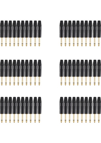 Altın Kaplama 60 Adet Fiş Mono Profesyonel 2 Kutuplu 6.35 mm 6.5mm Stereo Jak Fişi 6.35MM (Yurt Dışından)