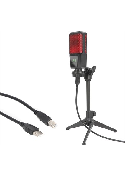 A8 USB Kondenser Mikrofon Ses Podcast Stüdyo Mikrofonları Bilgisayar Pc Için Pc Stentli A (Yurt Dışından)