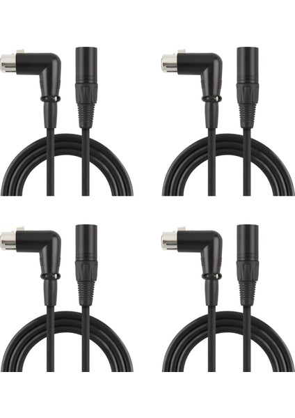4x Xlr Kablo Müzikal Mikrofon Ses Kablosu Fişi Sağ Açı Xlr Dişi - Erkek Kablo 6 Feet (Yurt Dışından)