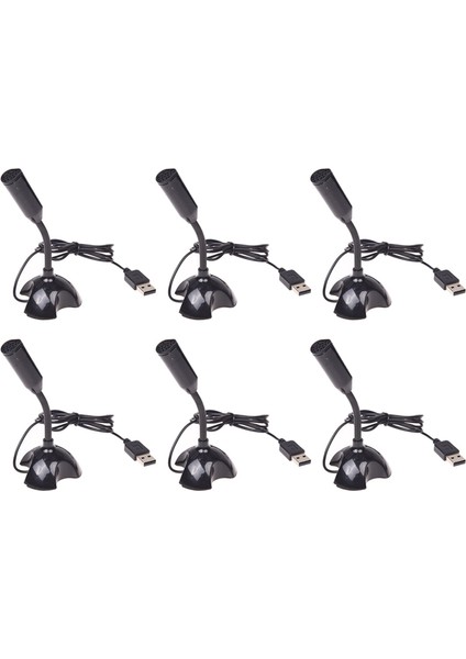 Pc Bilgisayar Dizüstü Standı Için 6x USB Mikrofon Web Esnek Gürültü Önleyici Mikrofon (Yurt Dışından)