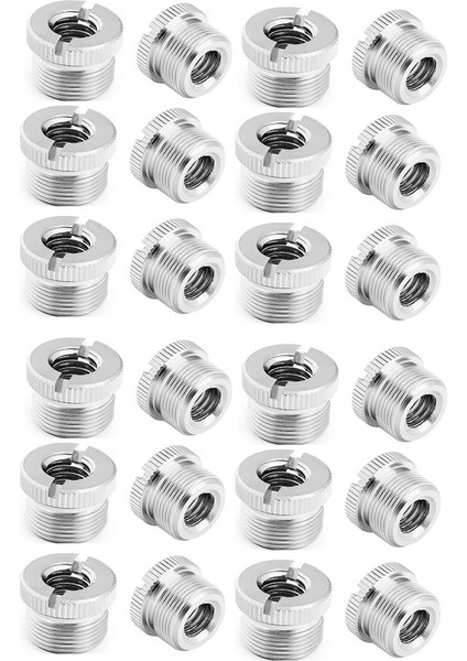 24 Adet Mikrofon Standı Adaptörü 3/8 Dişi 5/8 Erkek Vida Adaptörü Tırtıllı Konu Adaptörü Mikrofon Standı Montajı (Yurt Dışından)