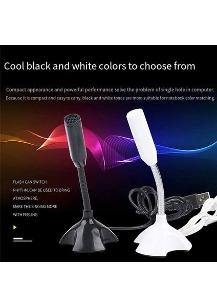 USB Dizüstü Mikrofon Ses Mikrofonu Yüksek Hassasiyetli Mini Stüdyo Konuşma Mikrofonu Pc Için Tutucu Oyun Konferansı ile Standı, Siyah (Yurt Dışından)
