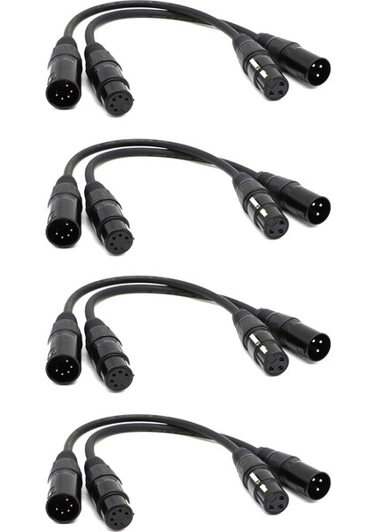 4x Xlr Erkek 3 Pin Xlr Dişi 5 Pin ve Xlr Dişi 3 Pin To Xlr Erkek 5 Pin Ses Kablosu, Mikrofon Dmx Sahne Işığı Için (Yurt Dışından)