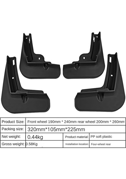4pcs Byd Dolphin Ea1 2021-2022 Çamurluklar Çamurluk Çamurlu Çamur Koruma Flep Splash Flaps Accessories (Yurt Dışından) indirimleri
