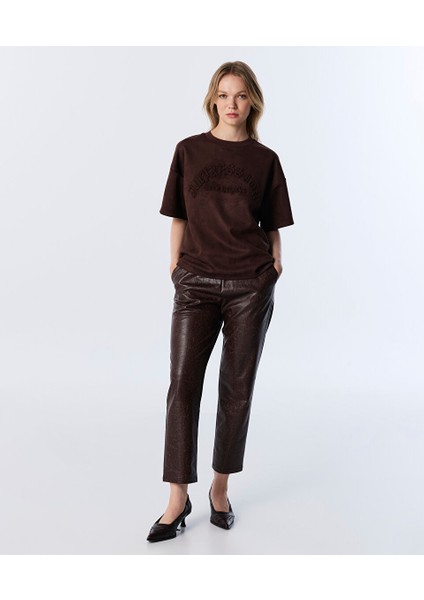 Kabartmalı Slogan Baskılı Tişört TW6250070120074 modelleri