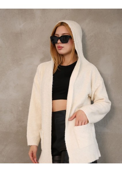 Yumuşak Dokulu Uzun Hırka Krem modelleri