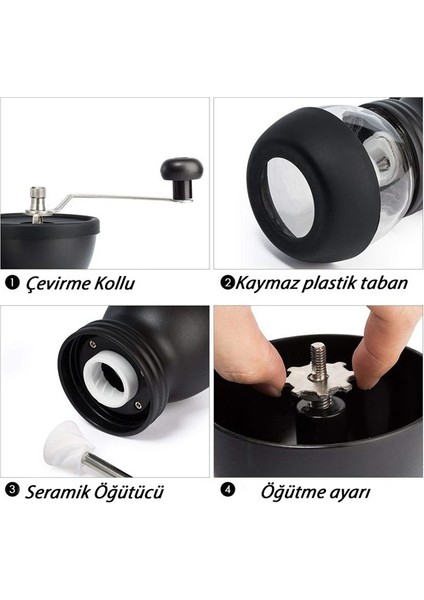 Cam ve Seramik Gövdeli El Tipi Kahve Değirmeni Kalın ve İnce Ayar Seçenekli Dayanıklı Tasarım indirimleri