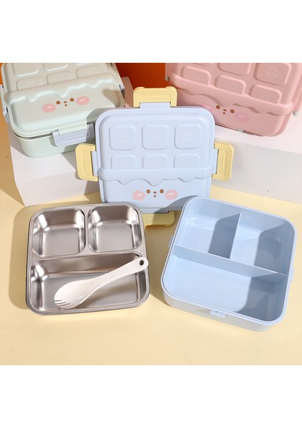 Kapaklı ve Kaşıklı, Taşınabilir ve Mikrodalgaya Uygun, 3 Bölmeli Paslanmaz Çelik Çikolatalı Öğle Yemeği Kutusu (Yurt Dışından) fiyatları